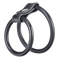 Двойное черное эрекционное кольцо на пенис и мошонку 212423004