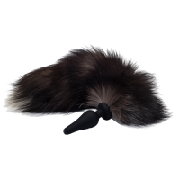 Силиконовая анальная втулка с черным хвостиком из натурального меха Furry Fox 51 см 272401207