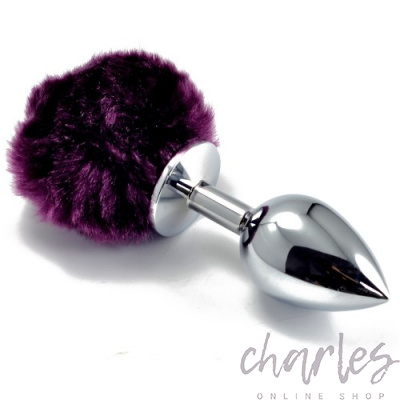 Анальная пробка с фиолетовым хвостом Small Silver Plug RO-L024S Purple
