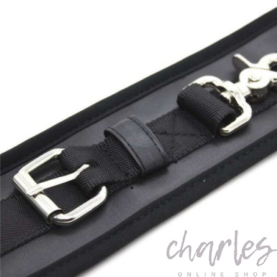 Черные наручники из натуральной кожи с плюшем 252411050